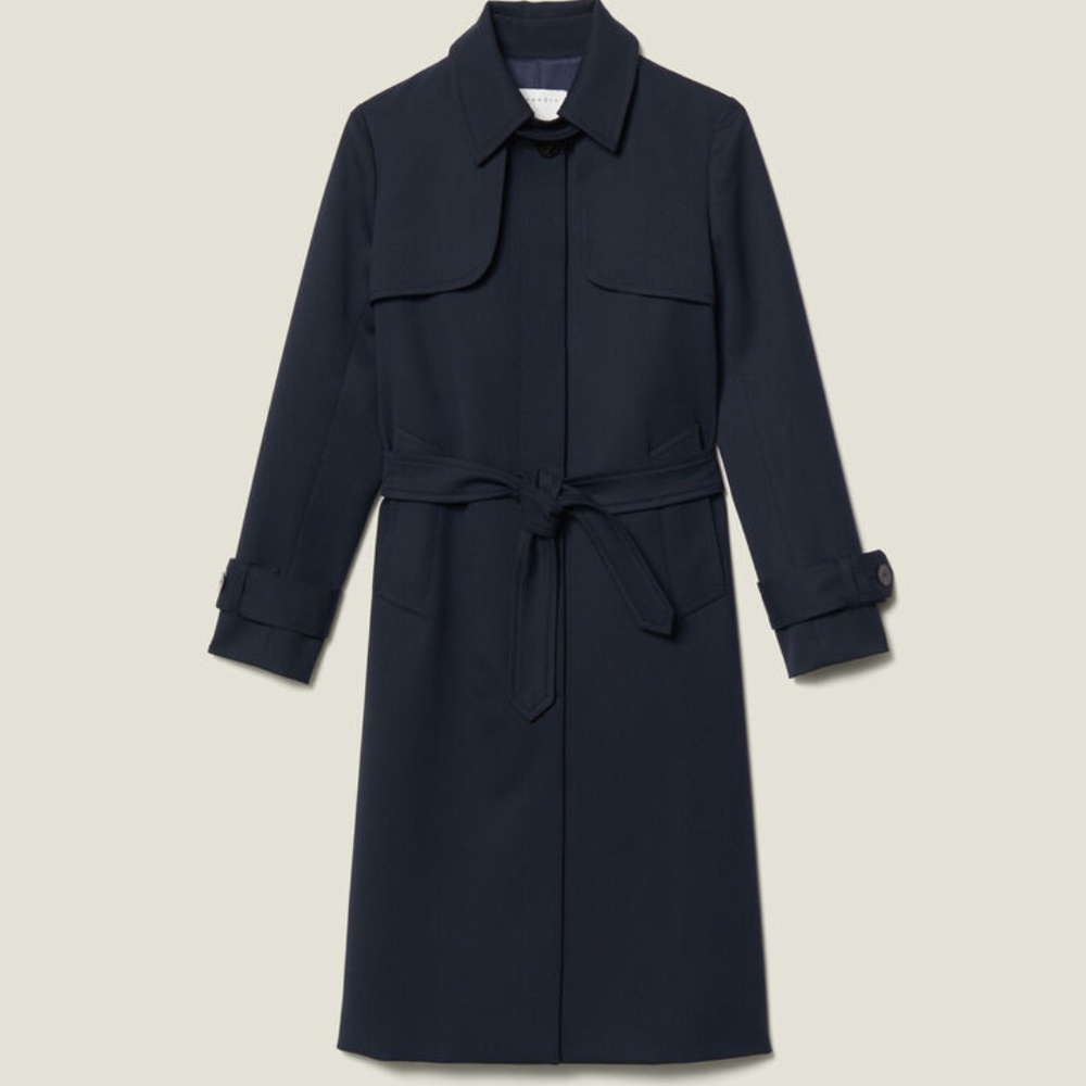 Sandro Pleat-Back Trench Coat